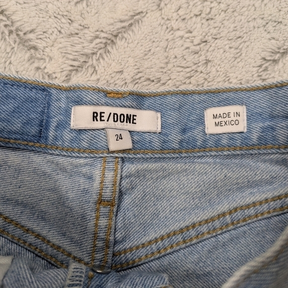 Re/Done Shorts Women's 24 Blue Light Worn 10 70’s High Rise Raw Hem Button Fly - Picture 3 of 10